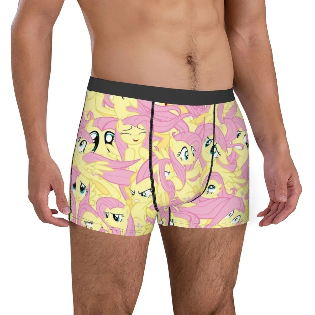 Funny Boxer Fluttershy Mess MLP Shorts Panties Briefs Men Underwear Cartoon Polyester Underpants for Male Plus Size