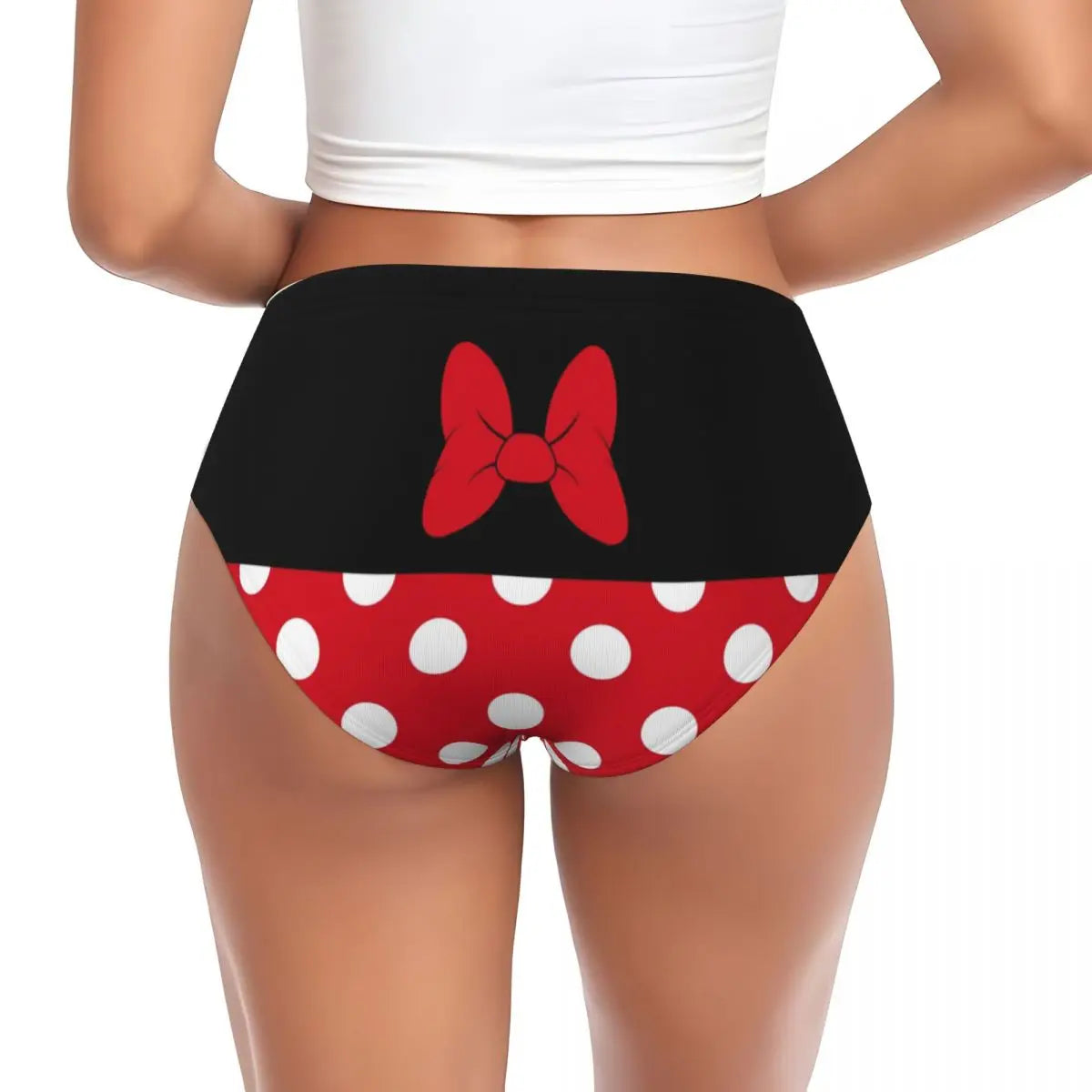 Custom Women Cartoon Minnie Brief Panties Female Breathable Animated Polkadots Underwear Underpants